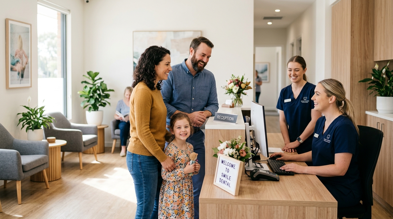 Family checking in at Gateway Family Dentistry